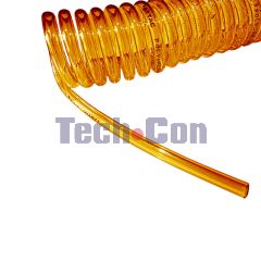 Przewód spiralny  PU ø12 x 8 mm przeźroczysty pomarańczowy 12m końce 0/0cm złączki żeńska/męska