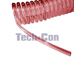 Przewód spiralny  PU ø8 x 5 mm przeźroczysty czerwony 15m końce 0/0cm bez złączek